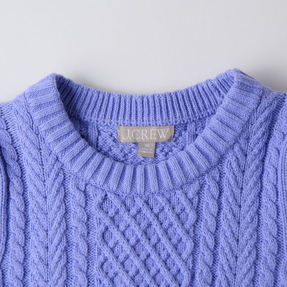 J.Crew Womens XS Cropped Cable Knit Sweater Puff Sleeve Preppy Cottagecore Soft - Picture 3 of 8